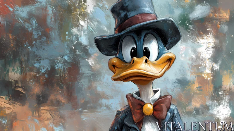 Cartoon Duck in Suit and Top Hat AI Image