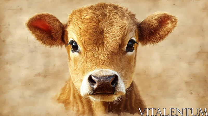 Young Calf with Expressive Eyes AI Image