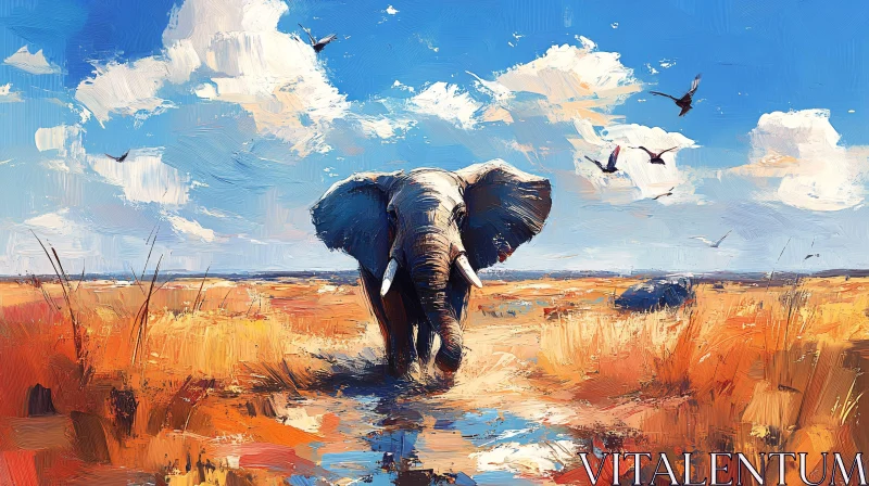 AI ART Majestic Elephant in African Landscape