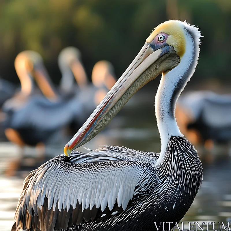 Pelican Portrait in Natural Habitat AI Image