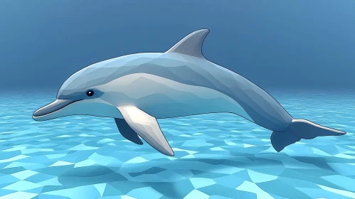 Dolphin Swimming in Blue Ocean