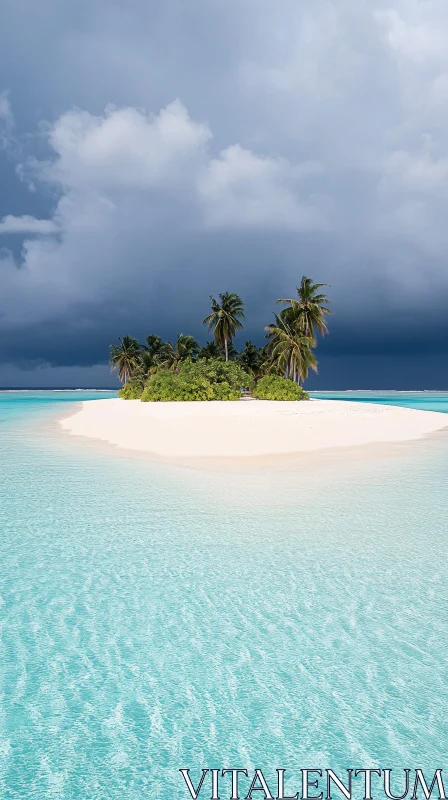 AI ART Serene Tropical Island with Approaching Storm