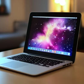 Sleek Laptop Featuring Vibrant Cosmic Display