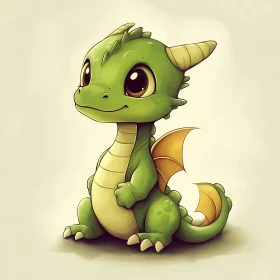 Charming Green Dragon Cartoon Character