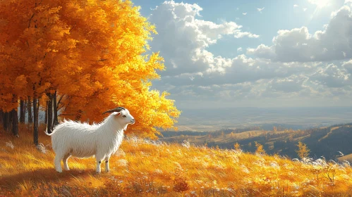 Serenity of a Goat in Autumn