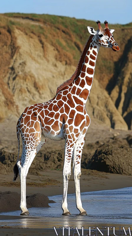 Giraffe in Coastal Habitat AI Image