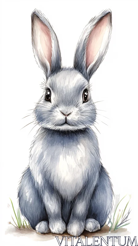 Charming Bunny Illustration with Large Eyes AI Image