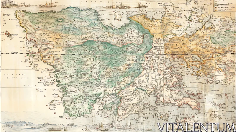 Historical Cartography: An Old World Map AI Image