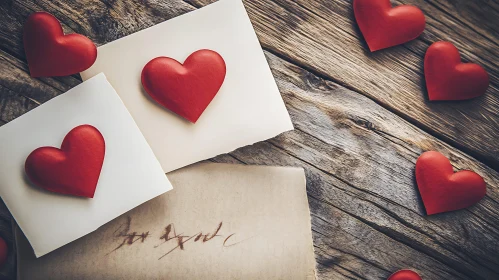 Rustic Romance: Hearts and Letters Still Life