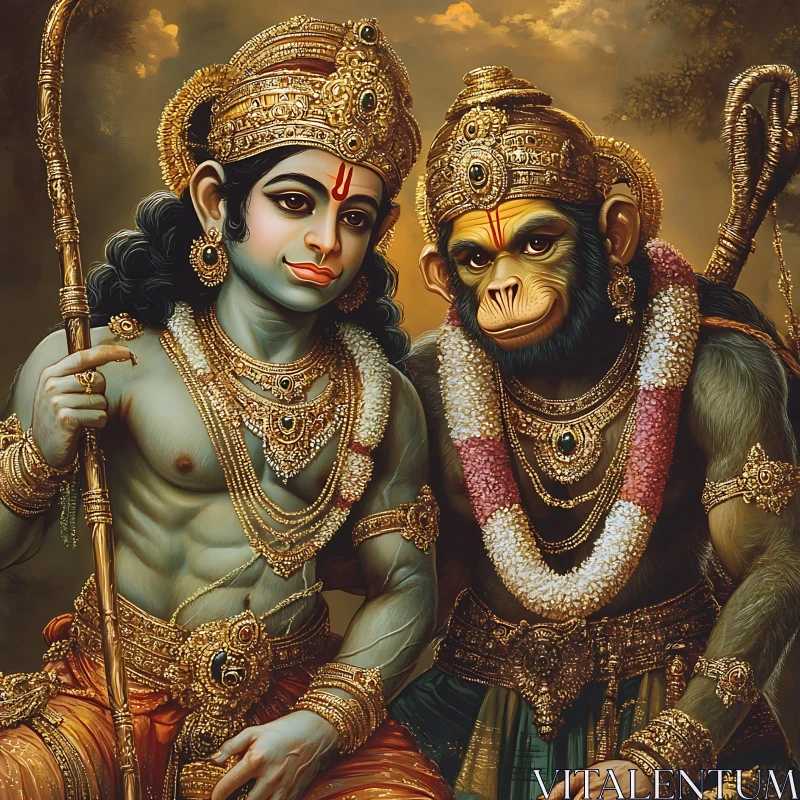 Rama and Hanuman: A Bond Beyond Worlds AI Image