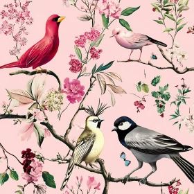 Floral Bird Arrangement on Pink