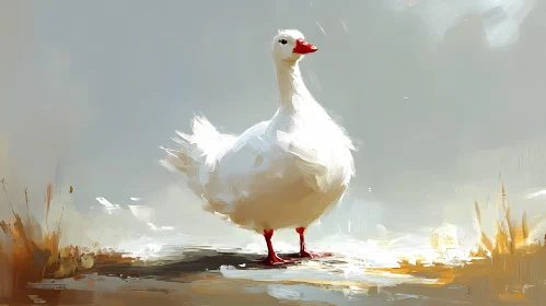 Serene White Goose in Art