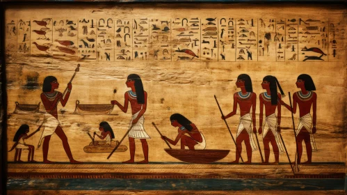 Ancient Egyptian Painting: Intricate Details and Transportcore Vibes