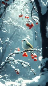 Bird in Snowy Forest