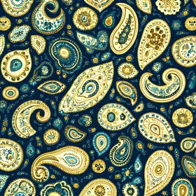 Classic Paisley Ornament on Dark Blue Background