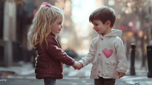 Children Holding Hands with Love