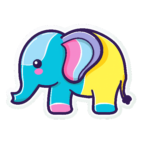 POD Design Charming Cartoon Elephant in Pastel Colors