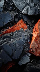 Close-Up Lava on Rocks with Orange Reflection