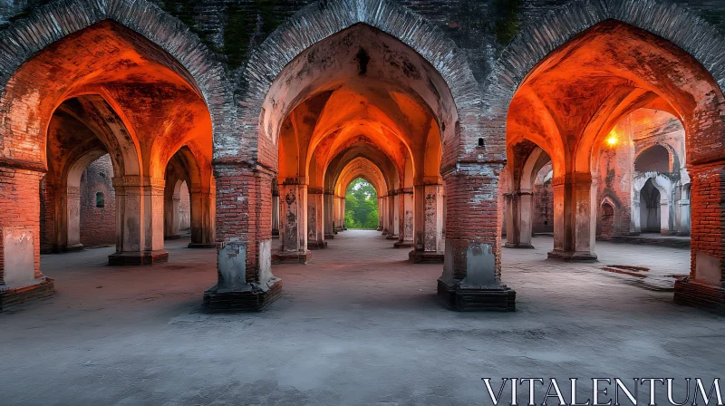 Historic Building with Arched Passageways AI Image