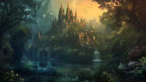 Fantasy Castle and Forest Scenery