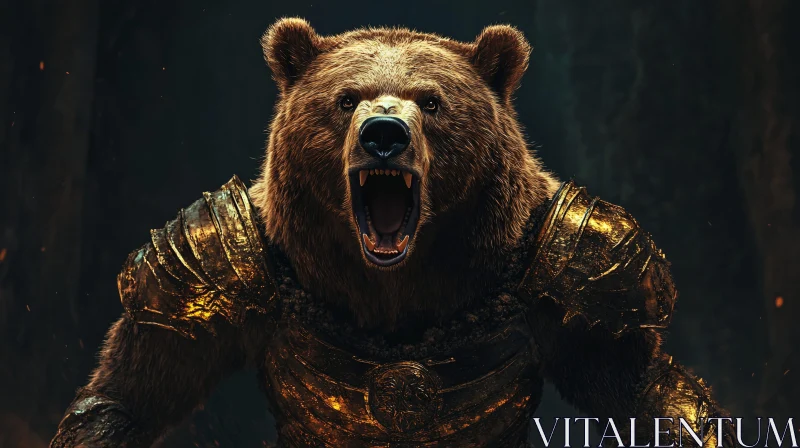 AI ART Golden Armored Bear Aggression