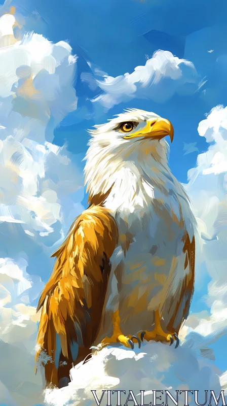 AI ART Eagle Soaring Amidst Clouds Art