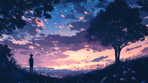 Evening Silhouette Landscape