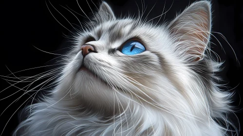 Serene Feline Gaze with Lush Fur