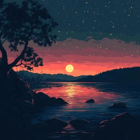 Tranquil Sunset Lake View
