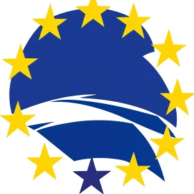 Blue Circle with Yellow Stars Design