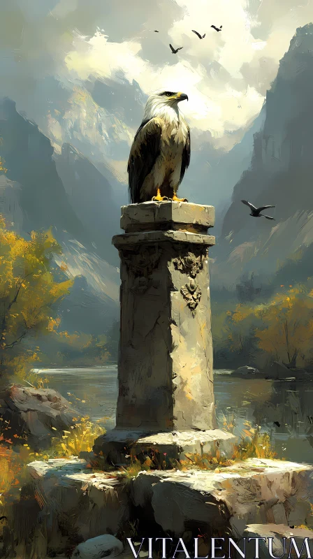 AI ART Majestic Eagle Overlooking Mountain View