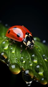 Ladybug on Dew-Kissed Leaf: A Detailed Illustration