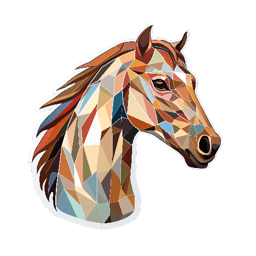 Low Poly Horse Head Sticker Design in Colorful Palette