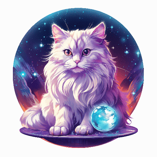 POD Design White Cat on Crescent Moon: A Whimsical Digital Art Piece