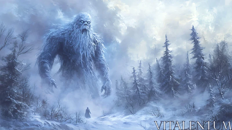 Giant Yeti in the Snow AI Image