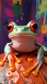 Colorful Red-Eyed Frog