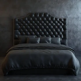 Elegant Bedroom with Black Tufted Headboard