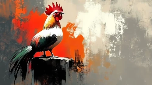 Rooster Painting with Vibrant Colors