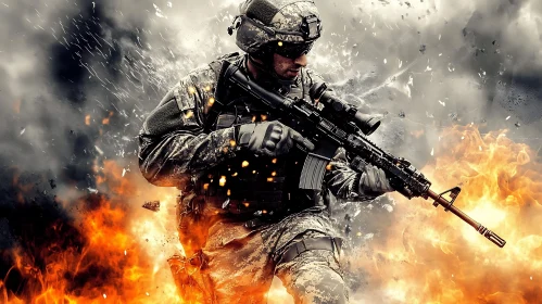 Warrior in Fire and Smoke