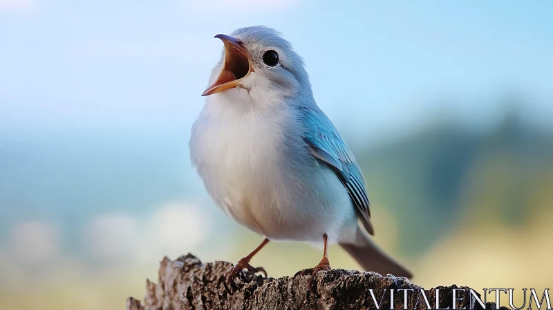 AI ART Captivating Bird Song on Weathered Stump