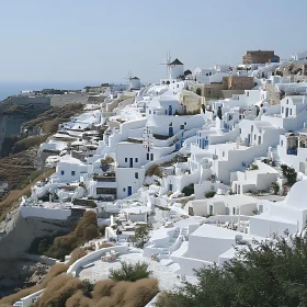 Picturesque Santorini Village on Hillside