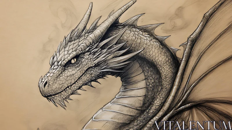 AI ART Detailed Dragon Sketch