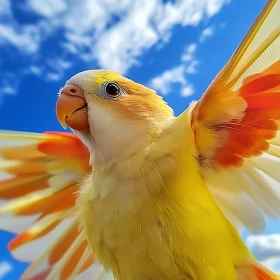 Colorful Parrot against Blue Sky