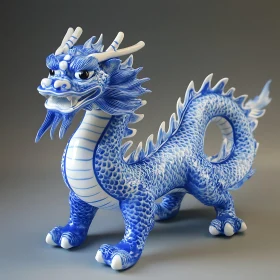 Blue and White Dragon Figurine