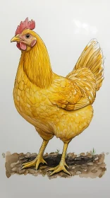 Serene Yellow Chicken Portrait