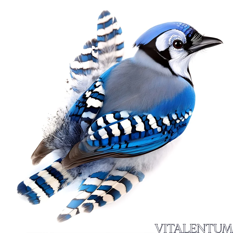 Serene Blue Jay with Detailed Plumage AI Image