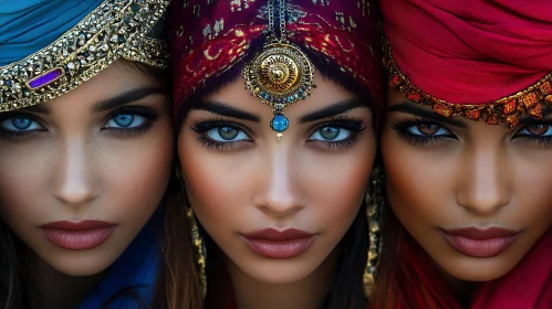 Trio of Women in Traditional Attire