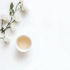 Minimalist Floral Arrangement with Tea Cup