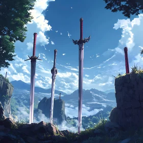 Fantasy Swords Landscape Art