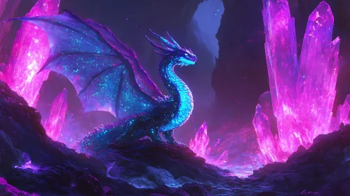 Mystical Dragon in a Crystal Cave